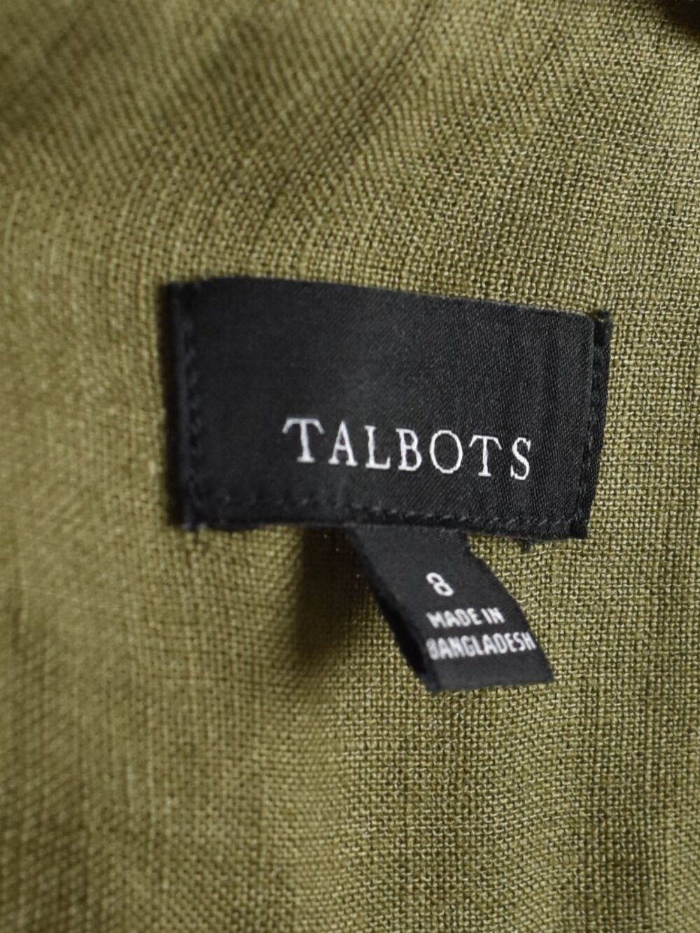 Talbots Olive Green Linen Button Down Midi Dress - 8 - Picture 9 of 9